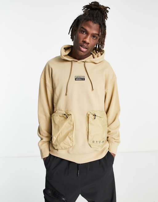 adidas Originals – RYV – Beige huvtröja med fickor framtill