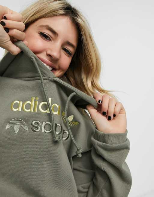 adidas Originals RYV cropped hoodie in khaki | ASOS