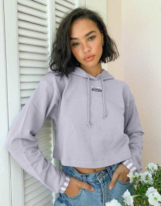 adidas Originals RYV cropped hoodie in lilac