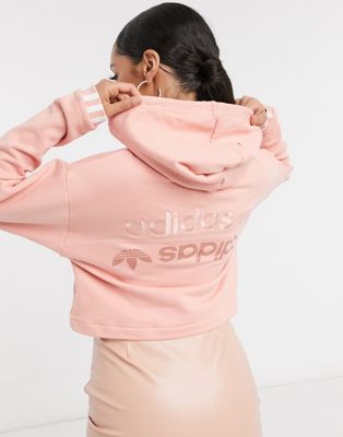 pink cropped adidas hoodie