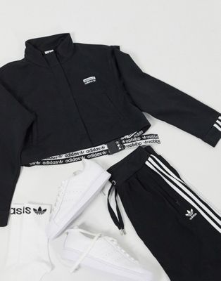 adidas black and white cropped jacket
