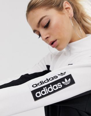 adidas originals ryv cropped sweatshirt in black and white