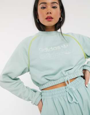 adidas Originals RYV cropped sweatshirt in green tint