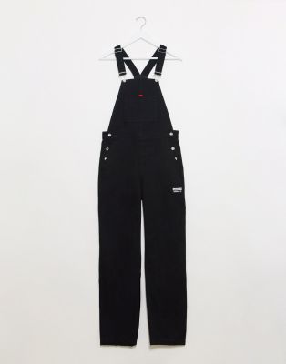 black oversized dungarees