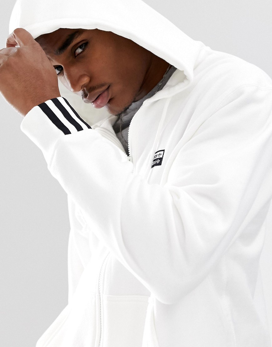 Adidas Originals - RYV - Felpa bianca con cappuccio e logo stampato-Bianco