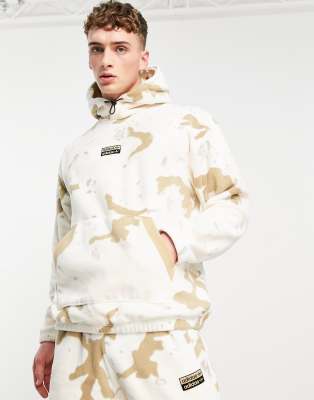 adidas Originals - RYV - Felpa con cappuccio in pile beige con stampa