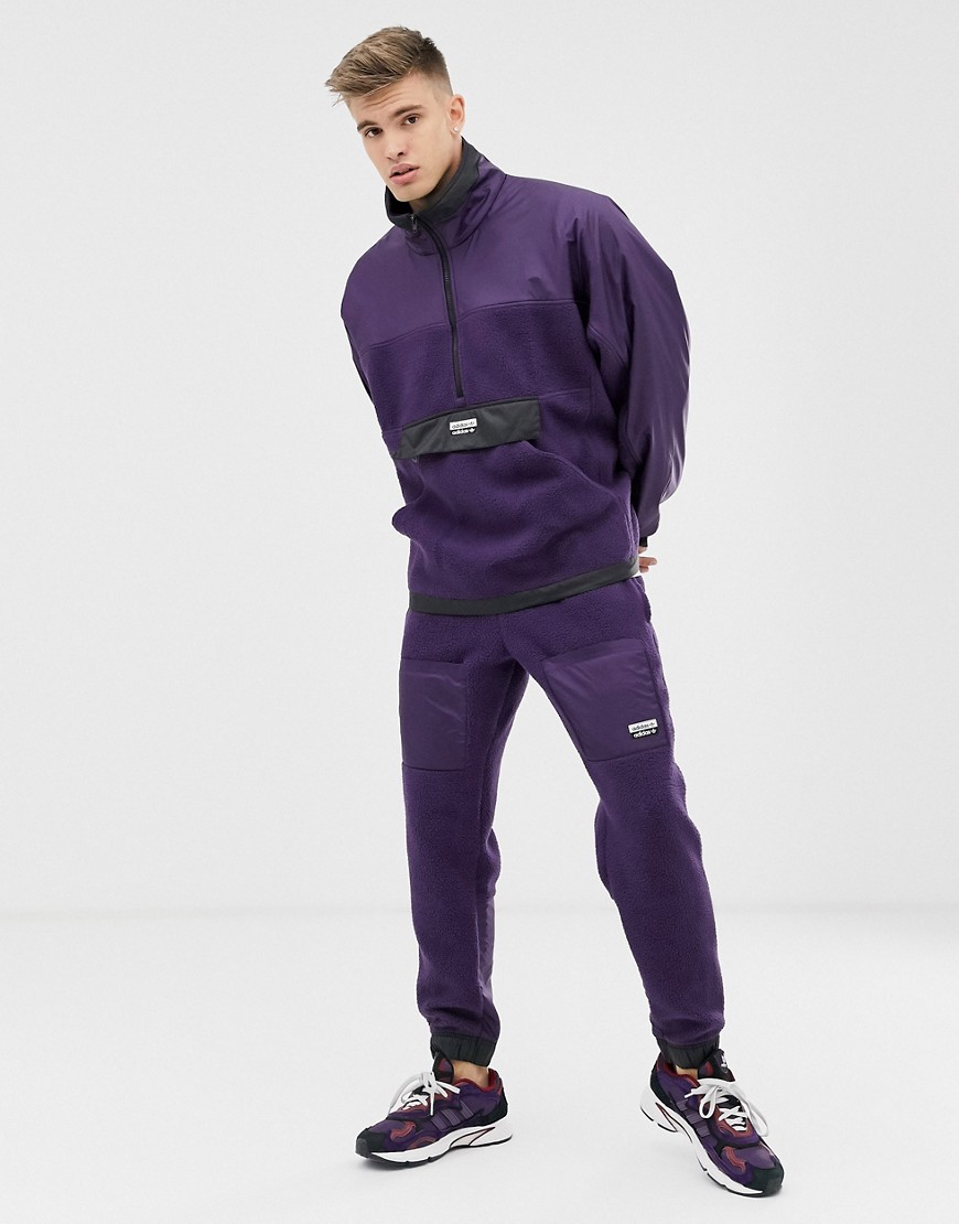 Adidas Originals ryv fleece half zip sweatshirt with central logo-Multi