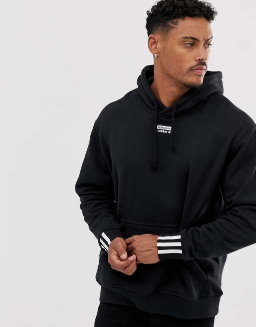 adidas Originals - RYV - Hoodie avec poignets Ã  rayures - Noir | ASOS