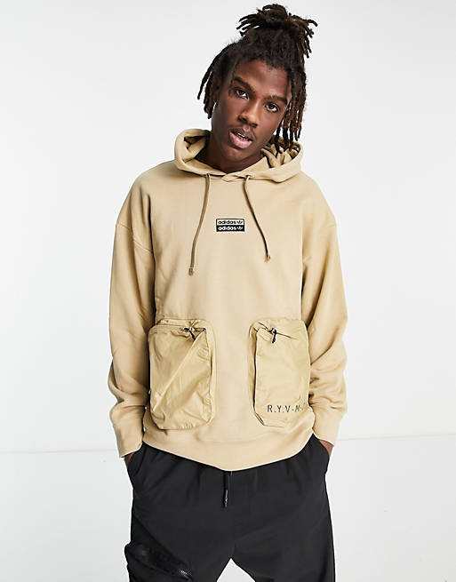 Shining world clockwise adidas Originals RYV hoodie in beige tone with front pockets | ASOS
