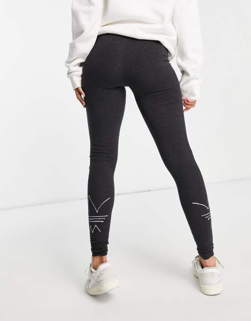 adidas Originals RYV leggings in black with outline trefoil on hem