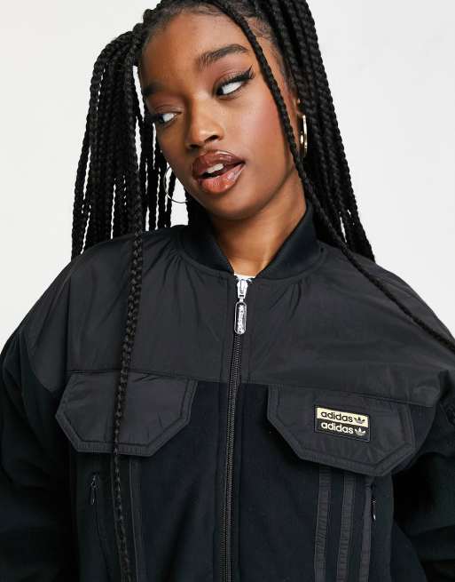 adidas Originals RYV logo bomber jacket in black ASOS