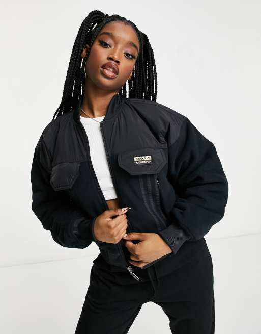 adidas Originals RYV logo bomber jacket in black ASOS