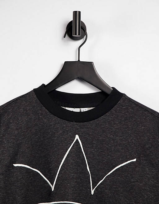  adidas Originals RYV logo cropped sweatshirt in black melange 
