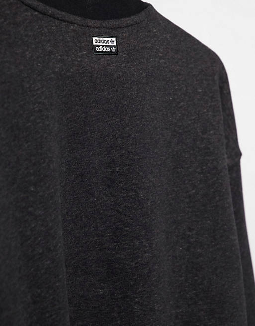  adidas Originals RYV logo cropped sweatshirt in black melange 