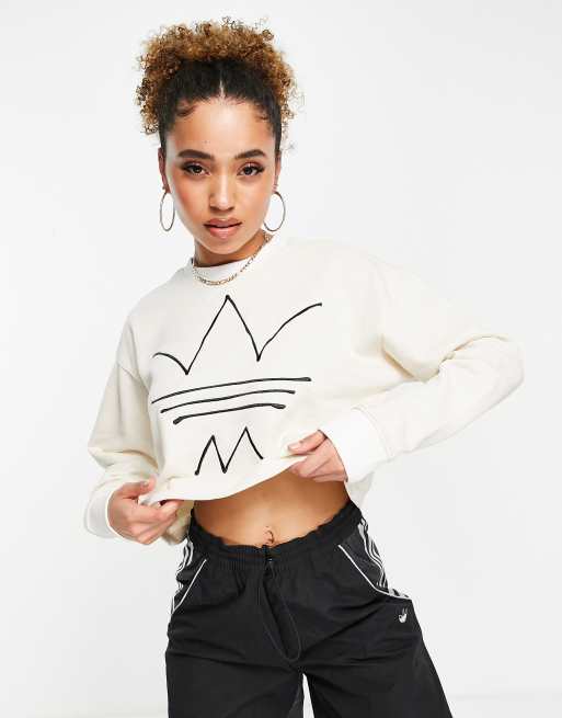 Adidas originals ryv cropped sweatshirt in 2024 black and white