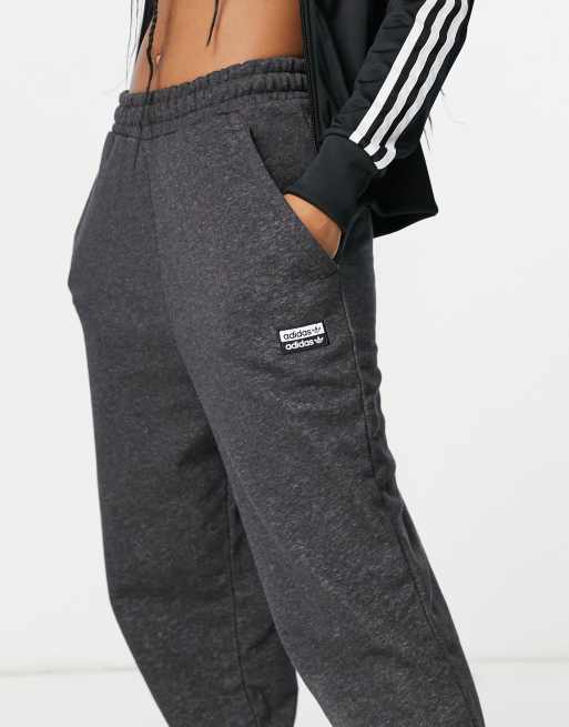 adidas Originals RYV logo cuffed joggers in black melange ASOS