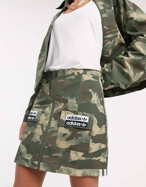 adidas Originals RYV patch pocket skirt in camo