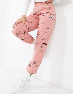Adidas Originals Ryv Printed Cuffed Sweatpants In Pink In Pink