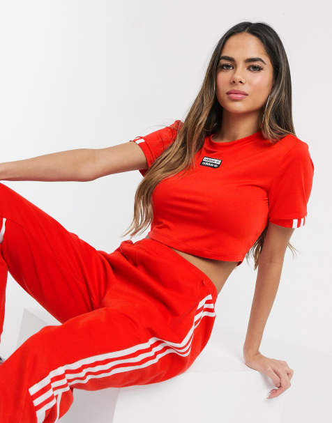 adidas Originals – RYV – Rotes T-Shirt mit kurzem Schnitt