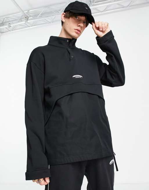 adidas Originals – RYV – Svart sweatshirt i anorakstil med kontrasterande tygpanel