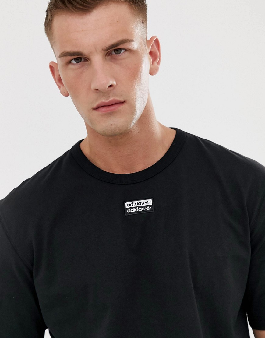 Adidas Originals – RYV – Svart t-shirt med centrerad logga