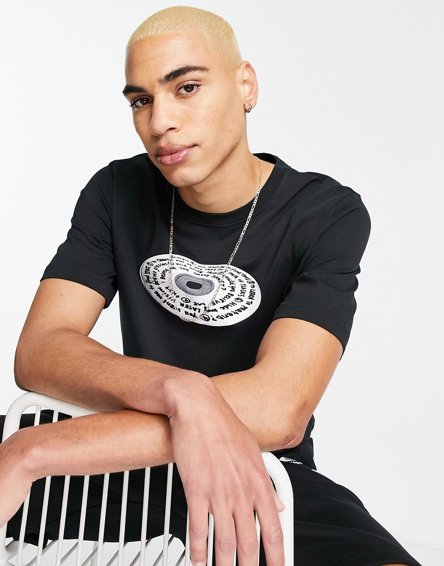 adidas Originals RYV t-shirt in black with disk graphic