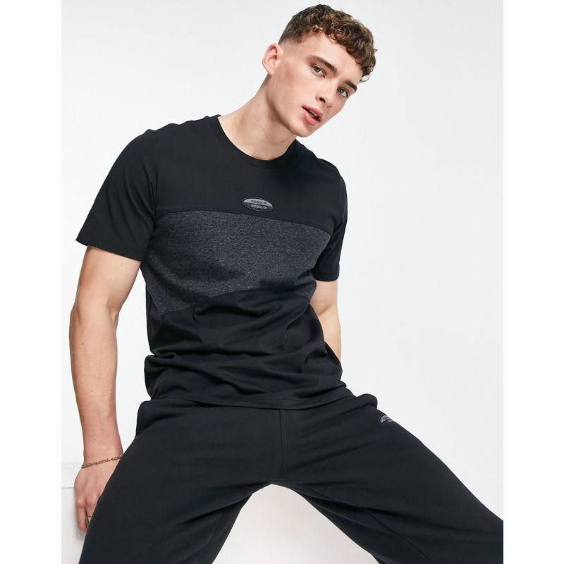 Activewear Uomo adidas Originals - RYV - T-shirt nera con pannelli in tessuto a contrasto