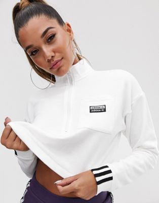 adidas originals ryv cropped sweatshirt in black and white