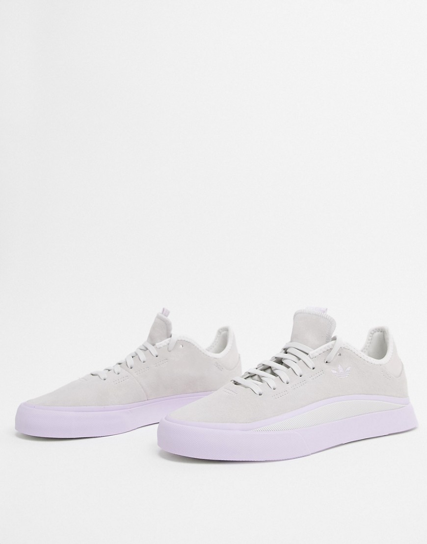 Adidas Originals Sabalo trainers in grey and purple-White