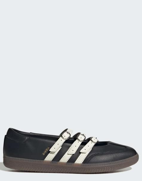 adidas Originals Samba balerinki w czerni i bieli z gumową podeszwą - view 1