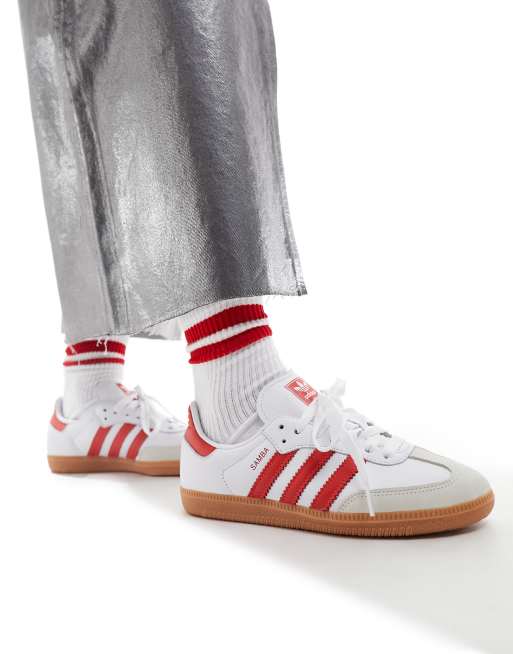 adidas and Originals - Samba - Baskets - Blanc et rouge