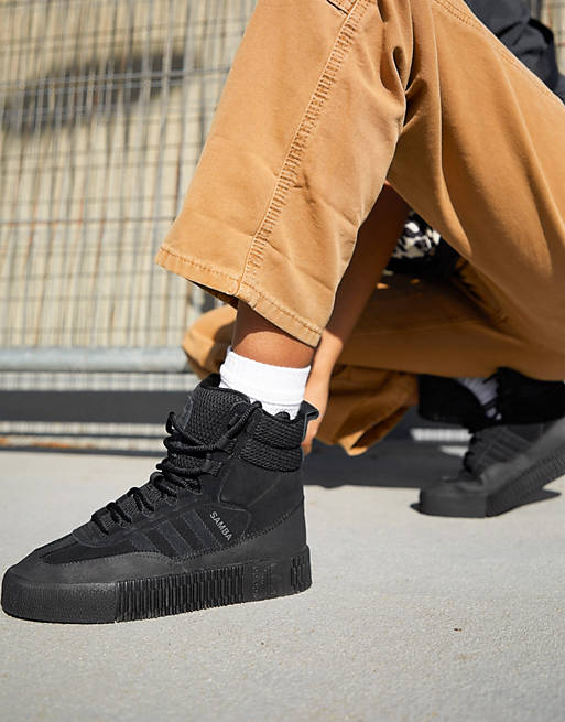 shave dock allocation adidas Originals Samba boot sneakers in black | ASOS
