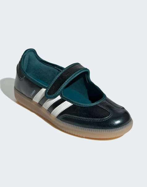 adidas Originals - Samba - Grønne og hvide Mary Jane-sko med gummisål - view 1