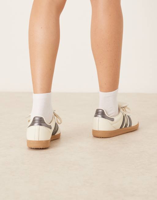 adidas Originals Samba LT trainers in cream and metallic silver 