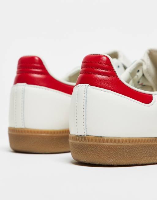 adidas Originals Samba LT sneakers in white with red heel tabs