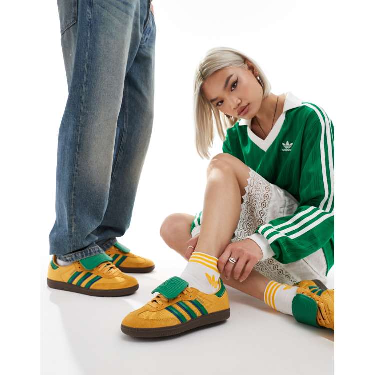 Adidas samba green and gold on sale