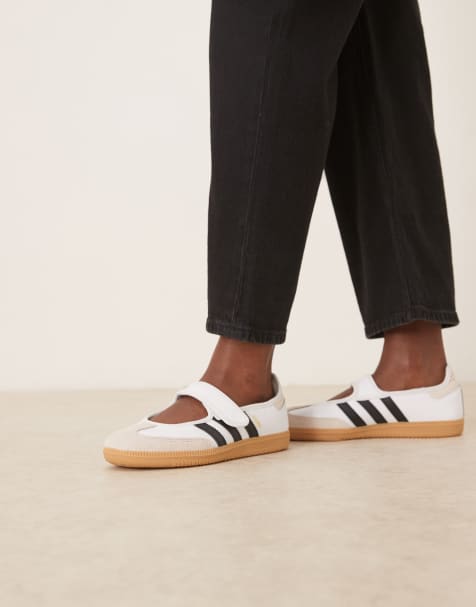 adidas Originals Samba mary jane ballet flats in white and black - view 1