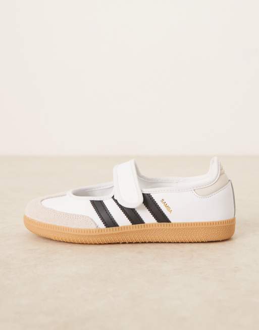 adidas Originals Samba mary jane ballet flats in white and black