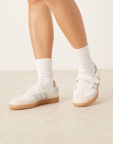 adidas Originals – Samba – Mary-Jane-Sneaker in Weiß und Blau - view 1