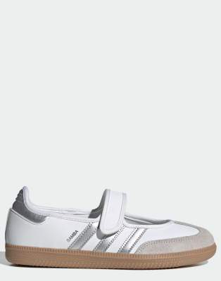 adidas Originals - Samba - Mary-Jane-Sneaker in Weiß und Metallic-Silber