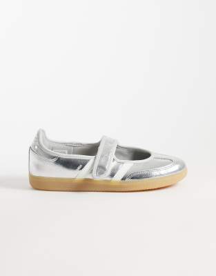 кроссовки adidas Originals Samba mary janes серебристого цвета со змеиным принтом