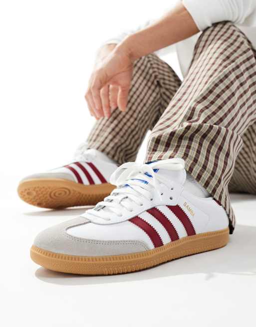  adidas Originals – Samba OG – Biało-bordowe buty sportowe