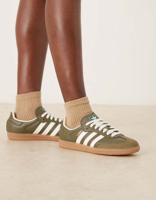 adidas Originals – Samba OG – Biało-zielone buty sportowe