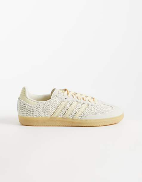 adidas Originals Samba OG crochet trainers in cream and butter yellow - view 1