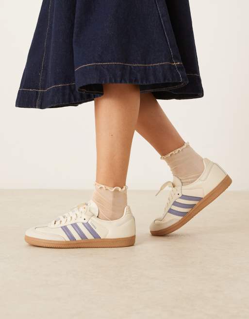 adidas Originals – Samba OG – Gräddvita och ljuslila sneakers