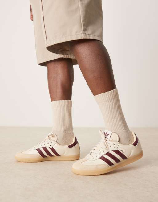 adidas Originals – Samba OG – Kremowo-bordowe buty sportowe