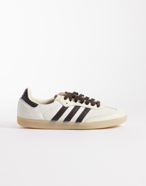 adidas Originals Samba OG pony hair sneakers in cream and brown | ASOS