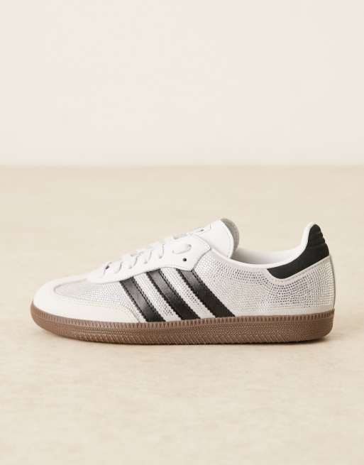 adidas Originals Samba OG rhinestone trainers in white and black