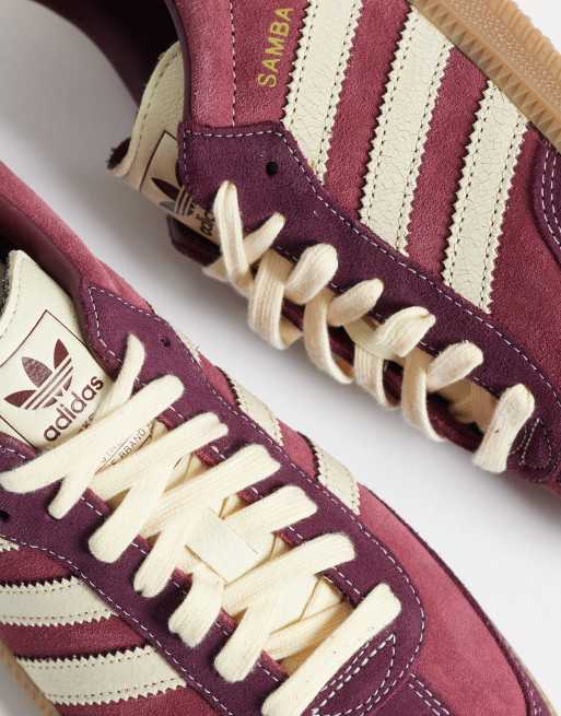 adidas Originals Samba OG Sneaker in Burgunderrot und Creme mit Craquelé-Effekt, 4 von 5
