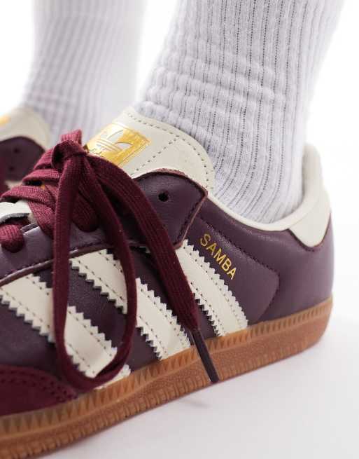 adidas Originals Samba OG Sneaker in Burgunderrot und WollweiB